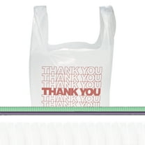 Inteplast Group "Thank You" Handled T-Shirt Bags, 11 1/2 x 21, Polyethylene, White, 900/Carton