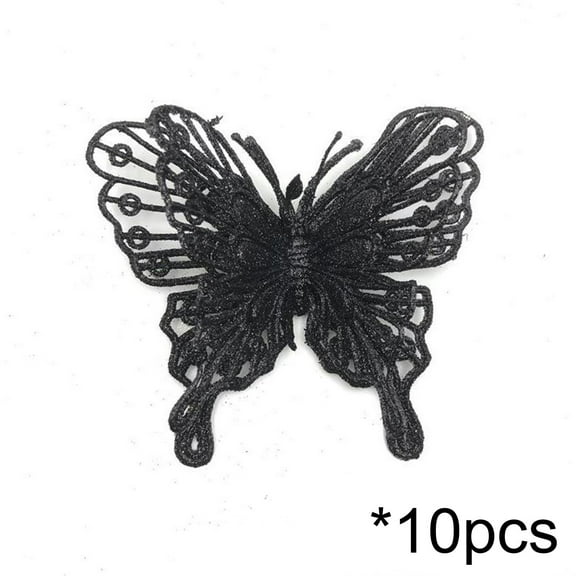 chaungfeng 10-Pack Sparkling Butterfly Ornaments, Glittering Decor, for Christmas Tree, Wedding Wreath, Gift Box, 5.1"x4.5"