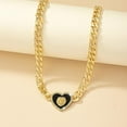 thumbnail image 2 of Heart Pendant Necklace for Women Gold Heart Choker Necklace Silver Rhinestone Chunky Cz Heart Necklaces Punk Cuban Link Chain Necklace Trendy Jewelry, 2 of 19