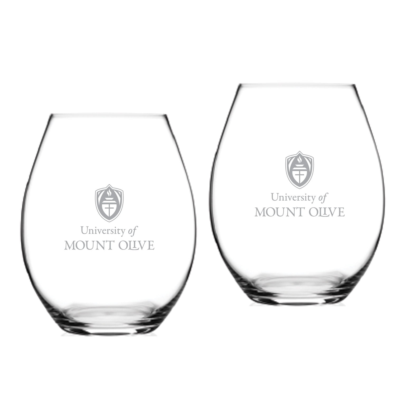Mount Olive Trojans 20oz. TwoPiece Riedel Stemless Wine Glass Set