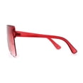 thumbnail image 3 of Colorful Flat Top Half Rim Large Shield 80s Plastic Sunglasses Red, 3 of 4