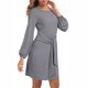thumbnail image 4 of Vestido De Cóctel, Poliéster, Manga Larga De Farol, Vestido Corto, Cintura Con Lazo, Cómodo Para Citas ANGGREK No, 4 of 6