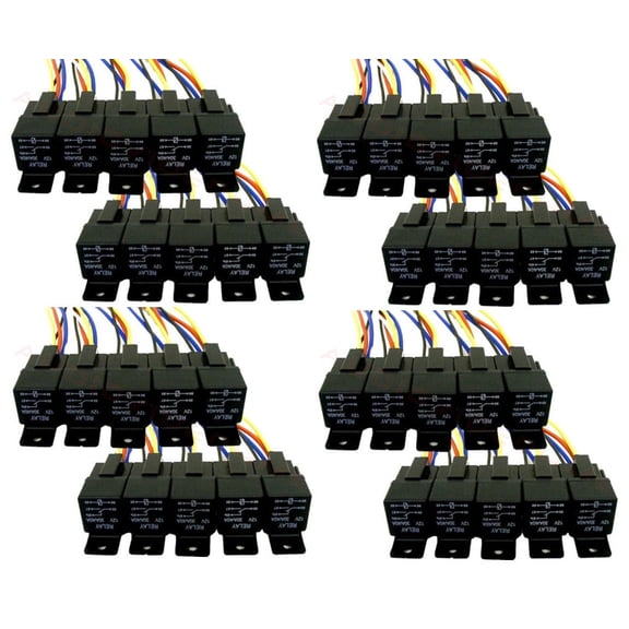 40 Absolute USA 12V 30/40 Amp SPDT Automotive Marine Bosch / Tyco Style 5 Pin Relay with Wires & Harness Socket