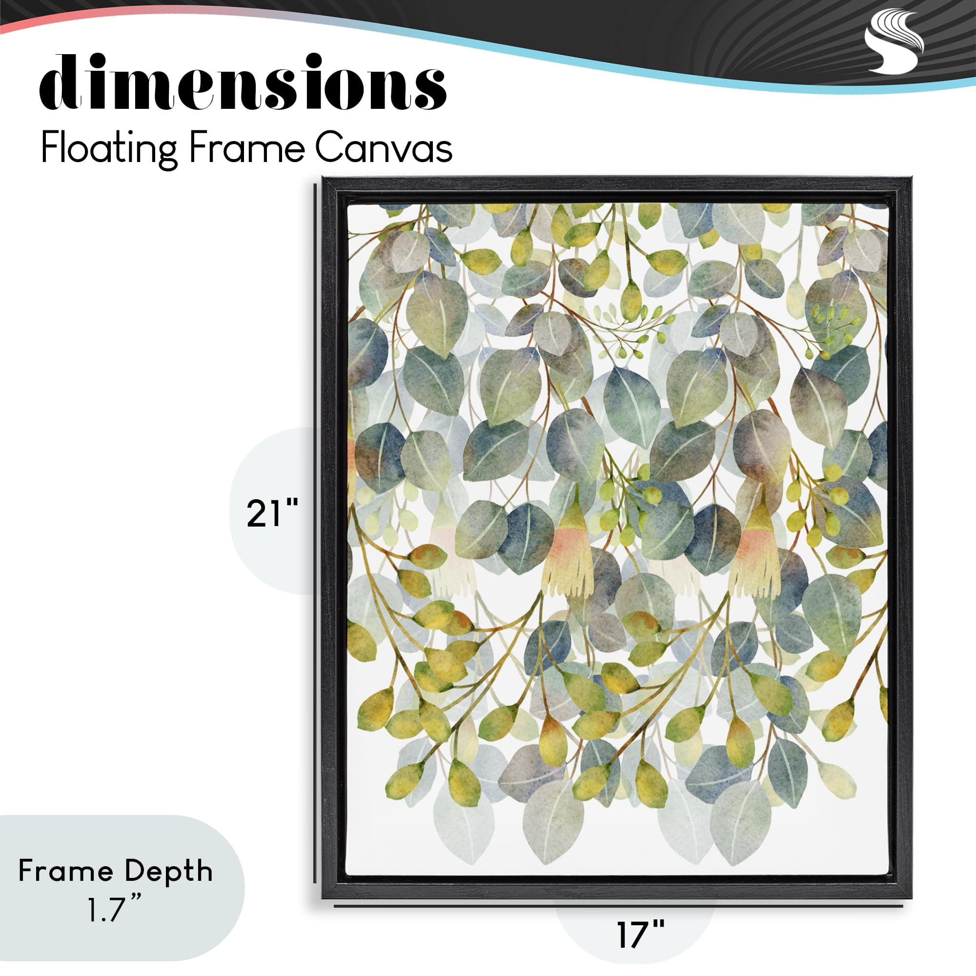Stupell Industries Hanging Layered Botanicals Black Framed Floater Canvas Wall Art, design by Marcus Prime