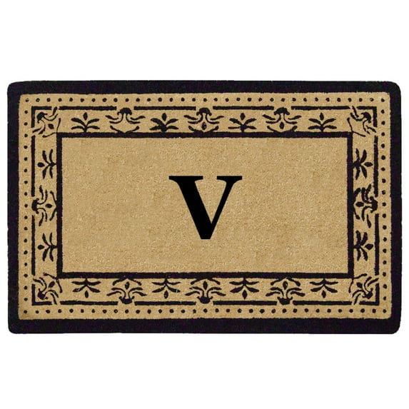 Corinthian Black 22" x 36" HeavyDuty Coir Doormat - Monogrammed V
