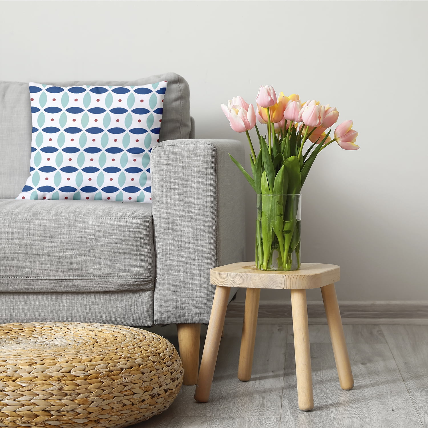 Simply Daisy 20 in x 20 in Scandinavian Dark Cobalt Blue Polyester Throw Pillow