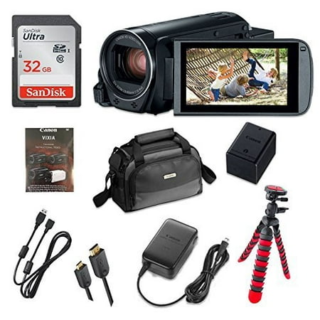 Canon VIXIA HF R800 Full HD Camcorder, CMOS Sensor, 57x Advanced Zoom, Fast & Slow Motion Recording + 32GB Storage + Spider Tripod + (Best Slow Motion Videos)