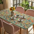 thumbnail image 3 of Boho Green Flowers Table Cloths for 3 Foot Rectangle Tables, Spring Abstract Watercolor Floral Leaf Patio Waterproof Elastic Fitted Tablecloths, Washable Rectangular Table Cover for Camping, 3 of 8