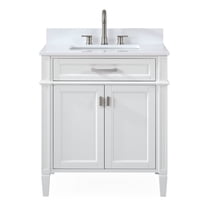 Tennant Brand 30" Modern White Bathroom Vanity with White Quartz Top