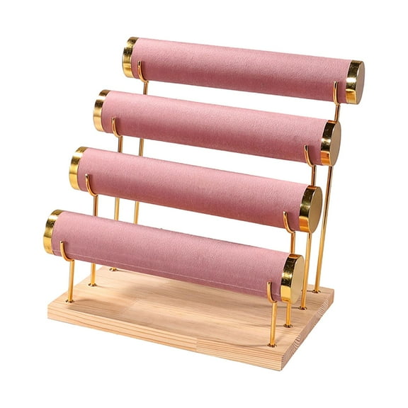 QccHieUs 4 Tier Bracelet Holder Jewelry Organizer Bangle Display Stand for Dressing Table pink
