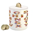 thumbnail image 1 of Letters Piggy Bank, Colorful Vibrant Alphabet with Flowers Gardening Plants Blooming Dahlia Cornflower, Ceramic Coin Bank Money Box for Cash Saving, 3.6" X 3.2", Multicolor, by Ambesonne, 1 of 4