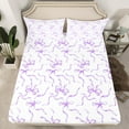 thumbnail image 2 of jejeloiu Ribbon Bow Tie Bed Sheets,Bowknot Stars Pattern King Sheets,Purple White Sheet Set,Lightweight Room Decorative,4 Pieces, 2 of 7