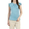 thumbnail image 1 of INSPIRAR CHIC Blusa de Mujer con Corte en la Espalda y Manga Corta Plisada XS Azul Claro, 1 of 6