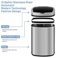 thumbnail image 5 of 13 Gallon/50 Liter Kitchen Trash Can With Touchless Motion Sensor, Automatic Stainless-Steel Simple Human Garbage Bin, Anti-Fingerprint Mute Design, Smart Lid, 5 of 9