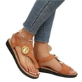 thumbnail image 3 of LTTVQM Women's Sandals Metal Accent Toe Loop Elastic Ankle Strap Low Wedge Casual 2026 Summer Shoes Light Brown 36(US-5.5), 3 of 5