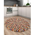 thumbnail image 5 of Unique Loom Felt Ball Collection Area Rug - Cloud (5' Round Multi/Blue), 5 of 13