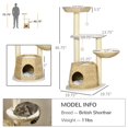 thumbnail image 3 of Centro de actividades Cat Tree PawHut 47 Kitty para gatos de menos de 10 libras, 3 of 9