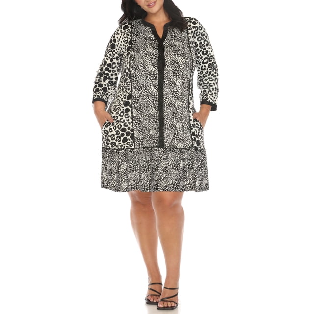 White Mark Robe Droite à Imprimé Léopard pour Femme Grande Taille