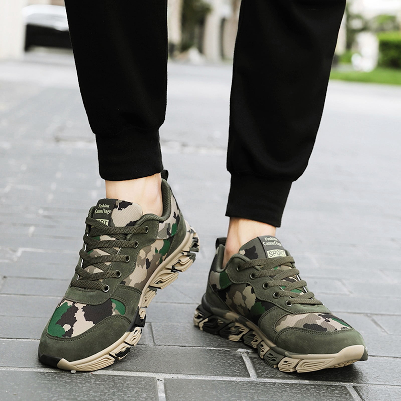 Mepaouo Women Running Shoes Army Green Military Hiking Shoes Suede Comfortable Walking Shoes
