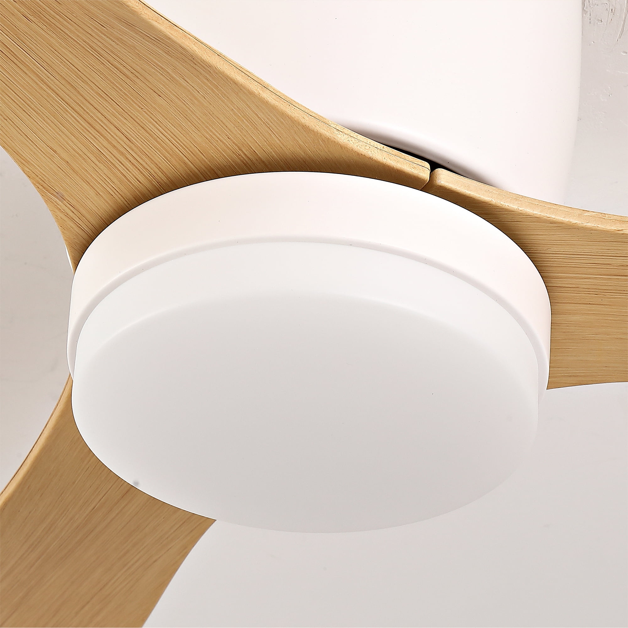 52" White Flush Mount Ceiling Fan with Lights & Remote, 6-Speed DC, Low Profile