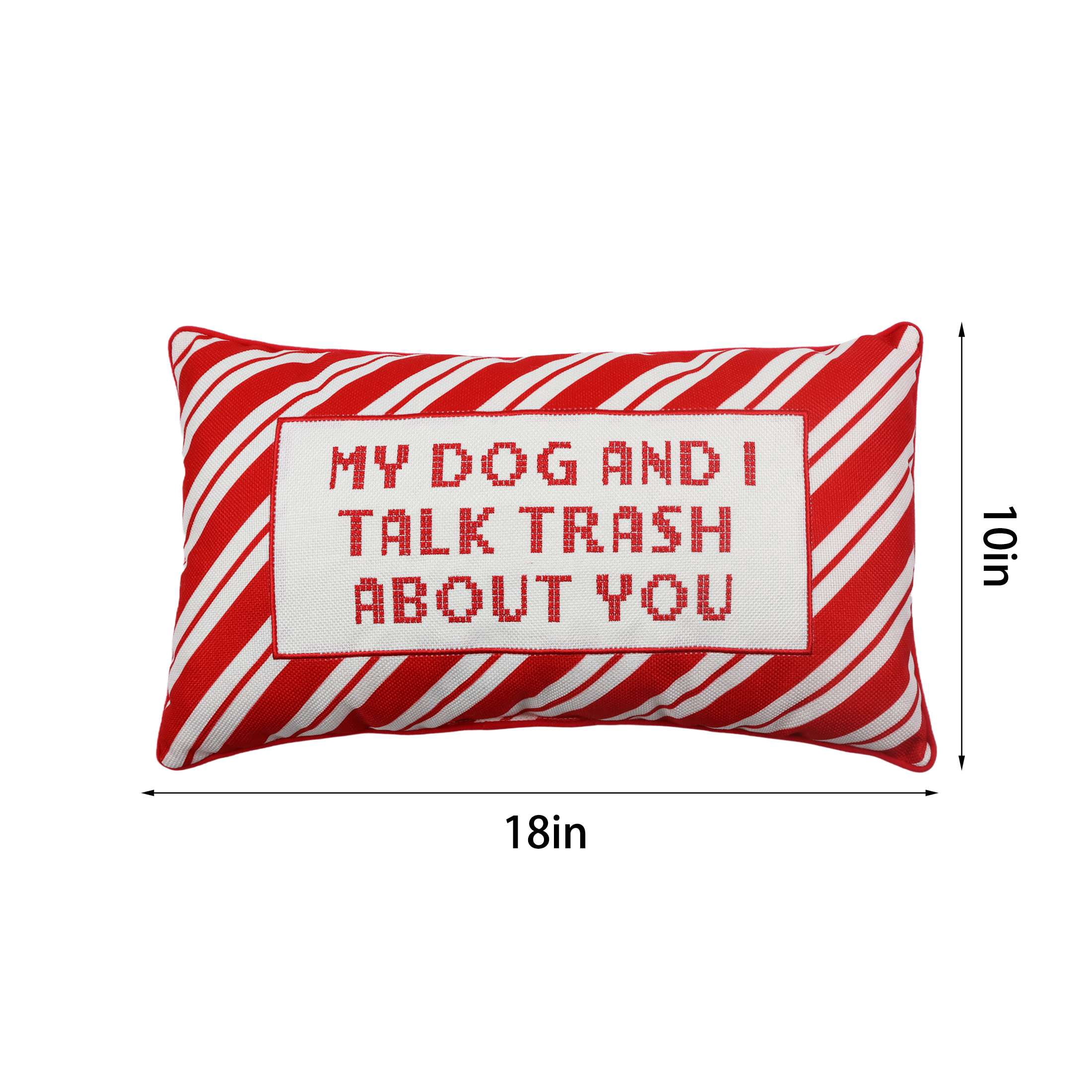Holiday Time Festive Red White Stripe Lumbar Pillow for Christmas Decor