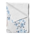 thumbnail image 2 of Watercolor Flower Soft Flannel Fleece Throw Blanket, Bunny Rabbit Portrait in Floral Wreath Illustration Country Style, Cozy Plush for Indoor and Outdoor Use, 60" x 80", Blue Grey White, by Ambesonne, 2 of 5