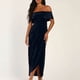 thumbnail image 2 of Vestido de terciopelo con un hombro al descubierto para mujer - Poliéster y spandex, elegante para la noche y la playa, 2 of 8