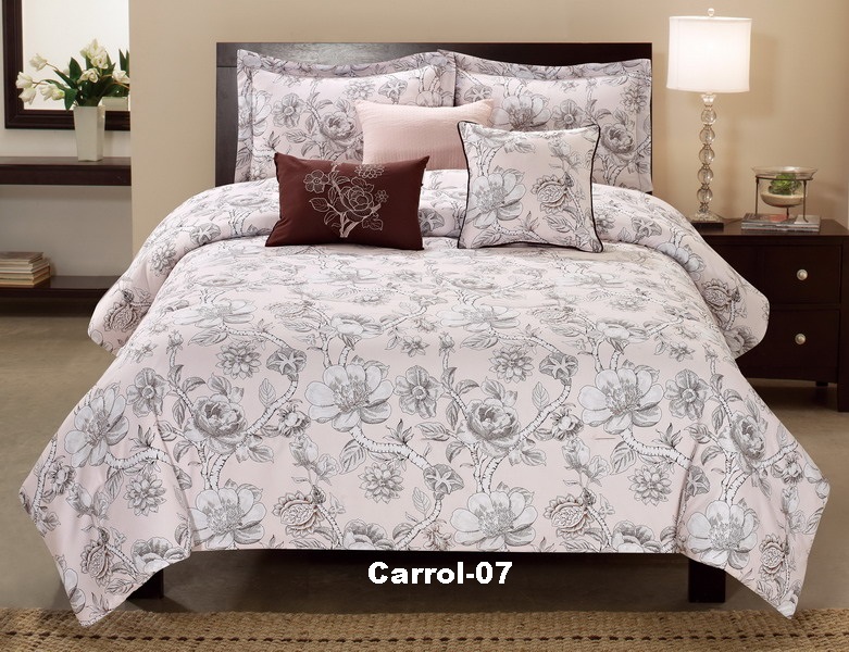 Unique Home Carrol Gray Floral Comforter 6 Piece Bed Set Ruffled Bed In