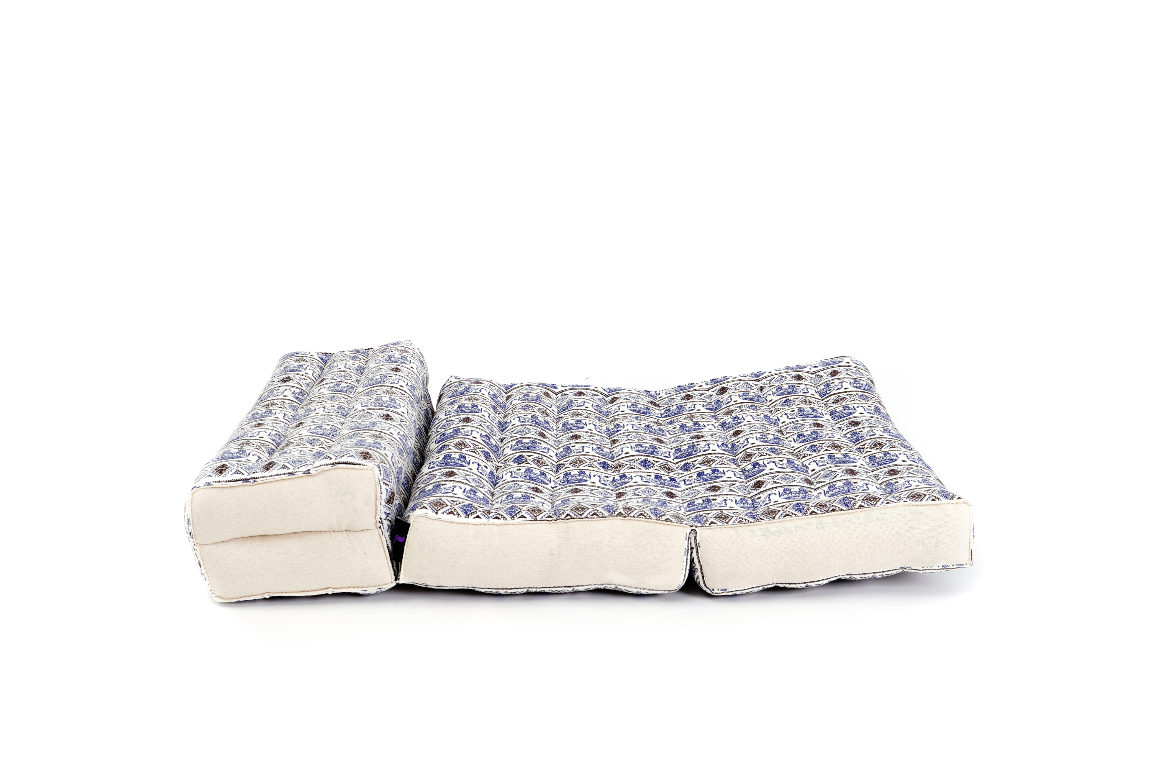Leewadee Foldable Floor Mattress – 2 in 1 Floor Meditation Mat for Yoga and Relaxation, Seating Futon with Kapok, 20 x 28 inches, Blue White