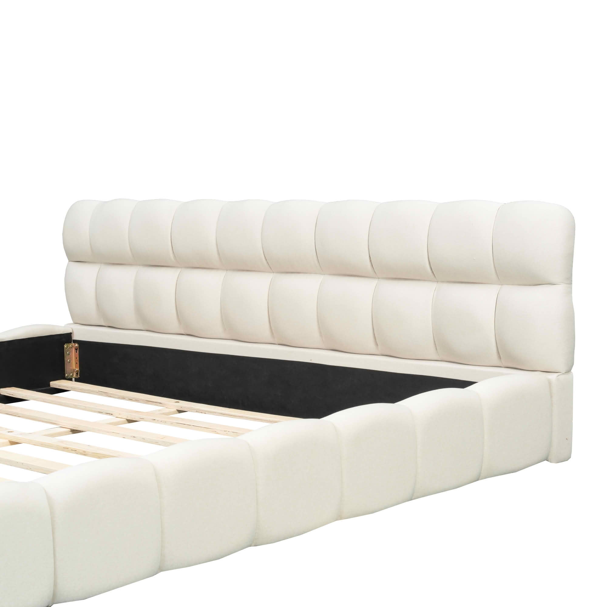 MAYEERTY Linen Upholstered Platform Bed with Elegant Design, Sturdy Stable Frame & Easy Assembly