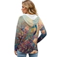thumbnail image 2 of DISNIMO Peacock Floral Printed Hoodies for Women Waffle Sweatshirts Long Sleeve Pullover Tops Fall Winter Clothes, XL, 2 of 7