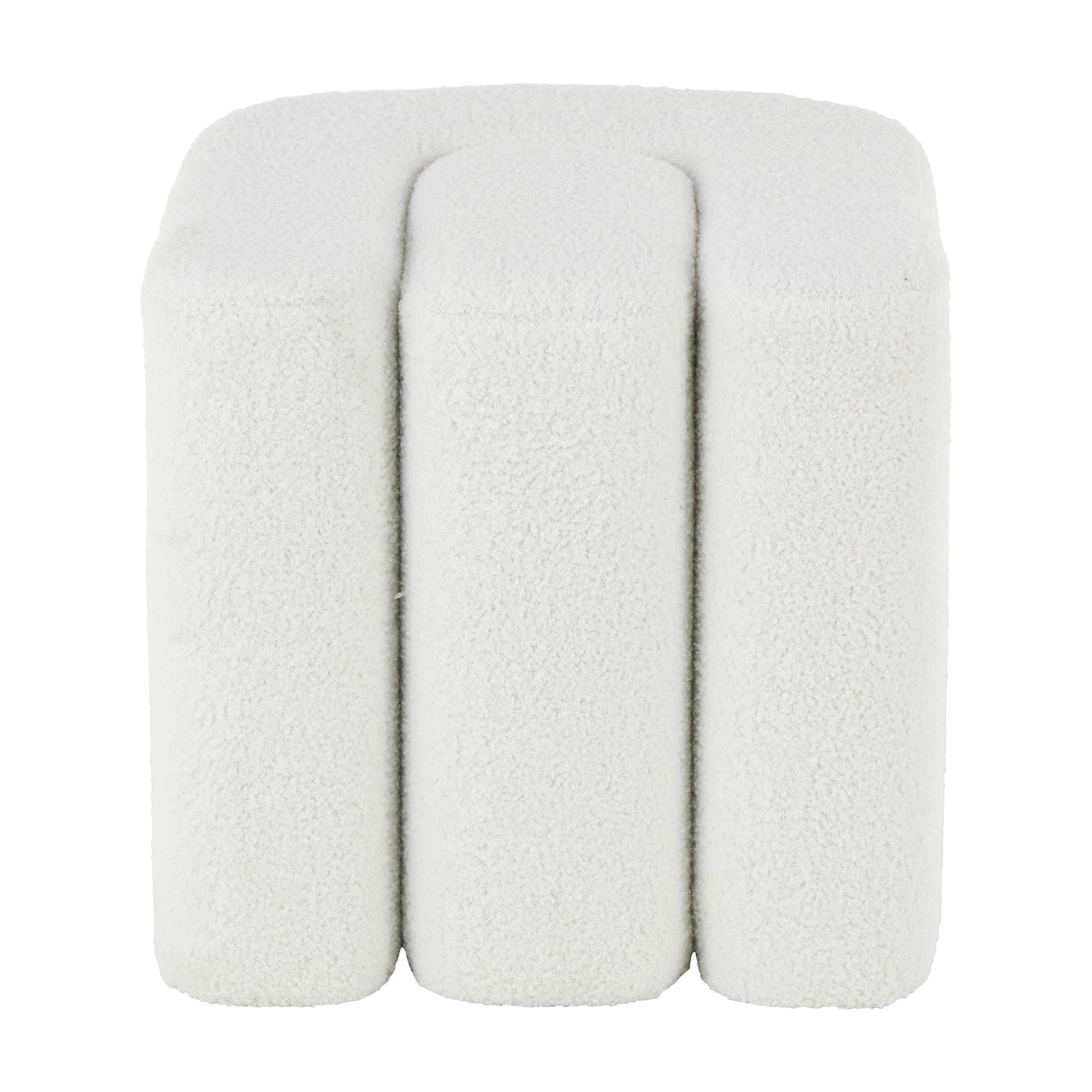DecMode 18" x 18" White Polyester Curved Ottoman with Connected Arches, 1-Piece
