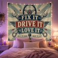 thumbnail image 2 of Steering Wheel Above Fix It, Drive It, Love It Banners, Energetic Retro for Car Fans, Mechanic Wall Art, Father's Day Gift, Tapestry Wall Hanging for Garage, Workshop and Den, 2 of 7