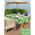 thumbnail image 4 of Outdoor Tablecloth with Umbrella Hole and Zipper, St. Patrick's Day Rectangle Table Cloth 60x120 Inch Waterproof Tablecloth, Spring Green Lucky Irish Clovers Picnic Table Cover for Patio Camping, 4 of 7