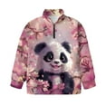 thumbnail image 4 of Uorisanigo Kids Girls Half Zip Pullover Sweatshirt Fall Trendy Cherry Blossom Panda Quarter Zip Pullover Sweatshirts Loose Long Sleeve Workout Shirts Comfy Jackets Sweaters No Hood, 4 of 7