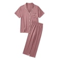 thumbnail image 4 of Gaexia Button Down Pajama Set for Women Short Sleeve Long Pants Cozy Two Piece Sleepwear Loungewear Soft Nightwear Pajama Set, 4 of 4