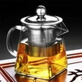 thumbnail image 3 of Amdohai Wholesale household high borosilicate glass stainless steel leaking teapot bubble teapot square glass with filter flower teapot 550ml single cup without drain, 3 of 4