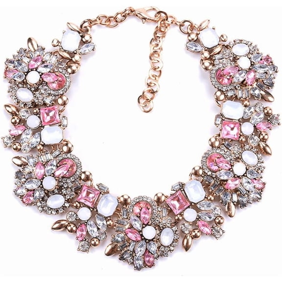 Bib Statement Fine Necklace Colorful Crystal Rhinestone Collar Necklace for Women Vintage Chunky Chain Choker Necklaces Fashion Accessories[u277]