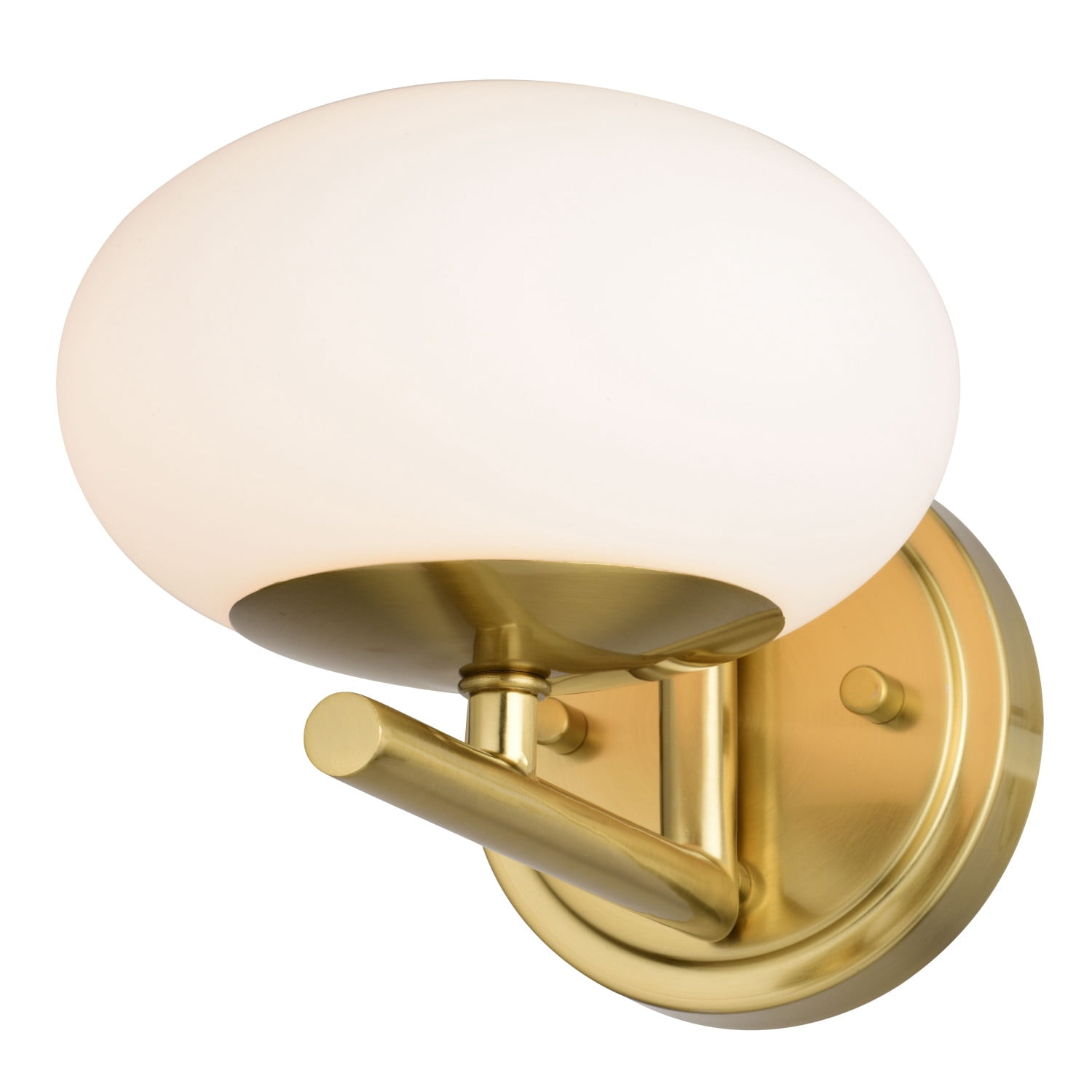 Sloane 1 Light LED Gold Satin Brass Mid-Century Modern Wall Sconce Fixture with White Glass Globe