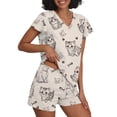 thumbnail image 3 of MINTREUS Women's Knit Pajamas Set Ruffle Sleeves Sleepwear Casual 2 Piece Pjs Soft Loungewear with Pockets, 3 of 6