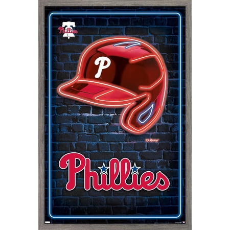 MLB Philadelphia Phillies – Neon Helmet 23 Wall Poster 22.375 x 34 Framed