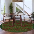 thumbnail image 3 of Round Rugs 6Ft, Vintage Red Roses Round Area Rug Washable Indoor Throw Carpet, Green Abstract Art Floral Ethnic Soft Non Slip Circle Rug for Office Cabinet Home Decor Aesthetic, 3 of 8