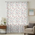 thumbnail image 2 of Red Blue Spring Floral Semi Sheer Curtains Drapes for Living Room,Bedroom,French Doors Window 54 Inches Long,Flowers Leaves Pastoral Botanical Rod Pocket Chiffon Curtain Drapery Voile Draperies Panel, 2 of 8
