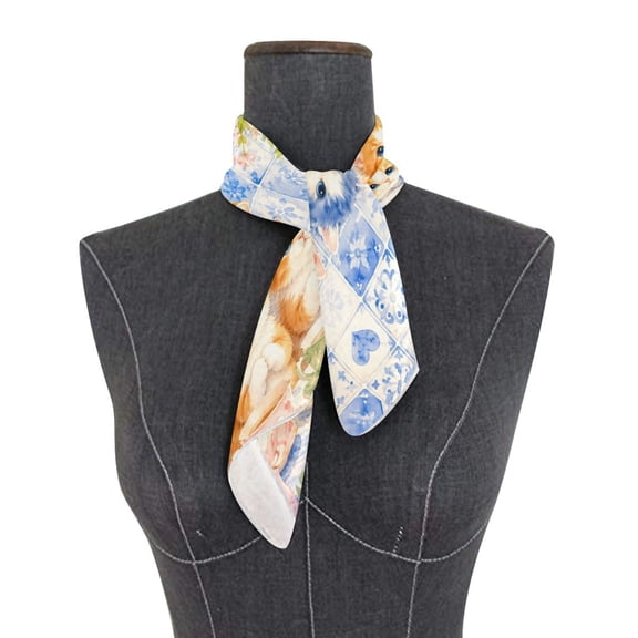 Square Scarf 24x24 Inch Four Fluffy Cat Tea Lovers Silky Satin Sun Protection Neck Scarf for Women Multi-Purpose Head Wrap Bandana for Hair Bag Decoration