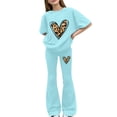thumbnail image 3 of EnJoCho Preschool Girls Matching Shirt and Shorts Set for First Day of School Girls Summer Clothes Leopard Print Short Sleeve Crewneck T-Shirts and Elastic Waist Casual Pants 2 Pcs Outfits, 3 of 9