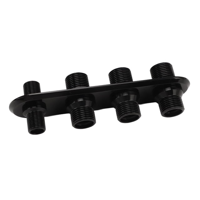 4 Puertos AC Balkhead, Aire Acondicionado Balfohead de aluminio A Prueba de Óxido de aluminio Universal Resistencia de Corrosión de Rendimiento Negro para Vehículos de