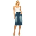 thumbnail image 4 of Fashion2Love Women's Juniors/Plus Size Middle - Length Stretch Denim A-Line Skirt, 4 of 5