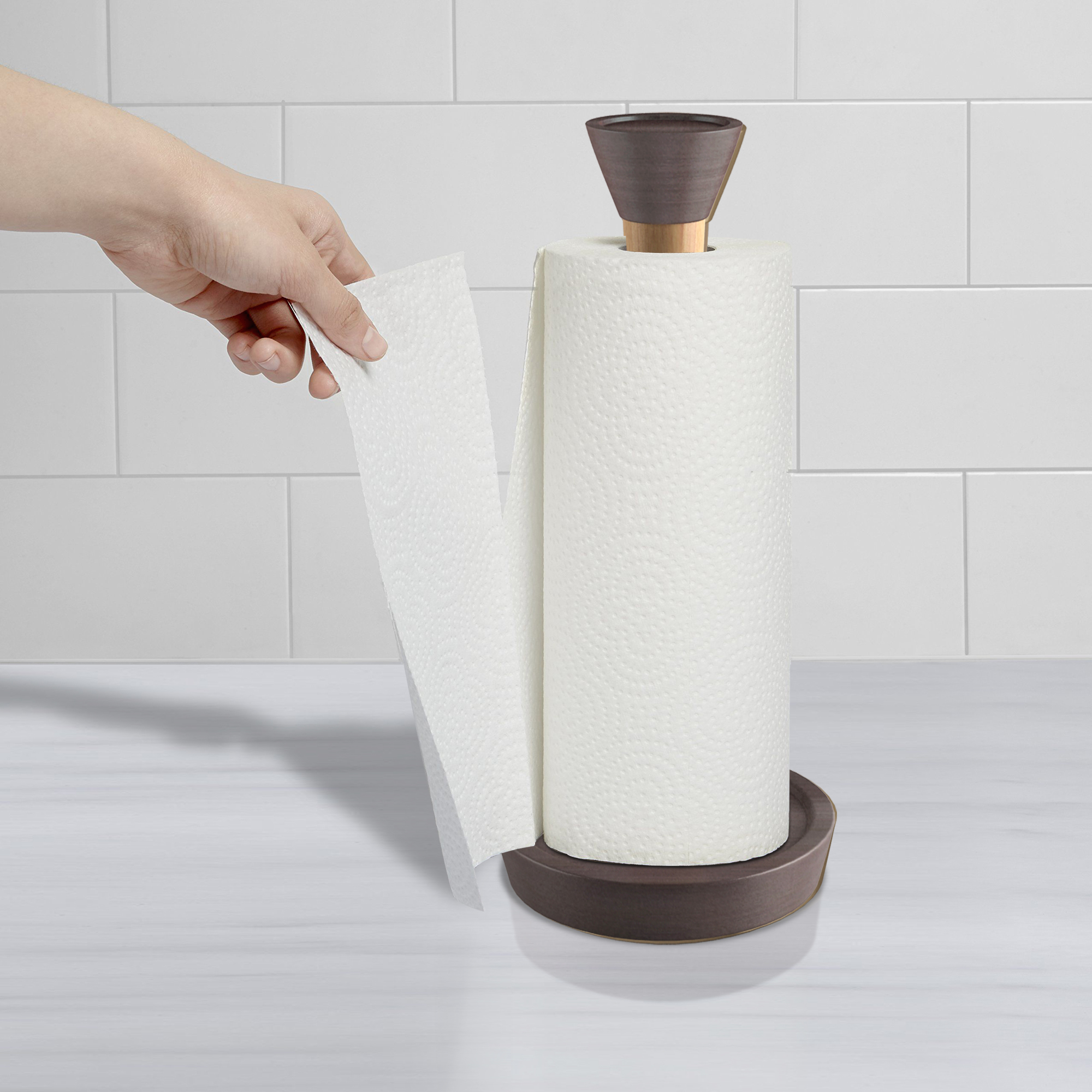 nu steel Wood Standing Paper Towel Holder -Weighted Base for Standard paper towel holder , Oil Rubbed Bronze finish TG-KPTH-17ORB
