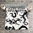 thumbnail image 3 of Ambesonne Dragon Quilted Bedspread Set 3 Pcs, Oriental Monochrome, King Size, Black White, 3 of 3