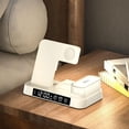 thumbnail image 1 of 4-in-1 Wireless Fast Charger Alarm Clock RGB Night Light Wireless Charging Station for Watch Phone White for Samsung, 1 of 5